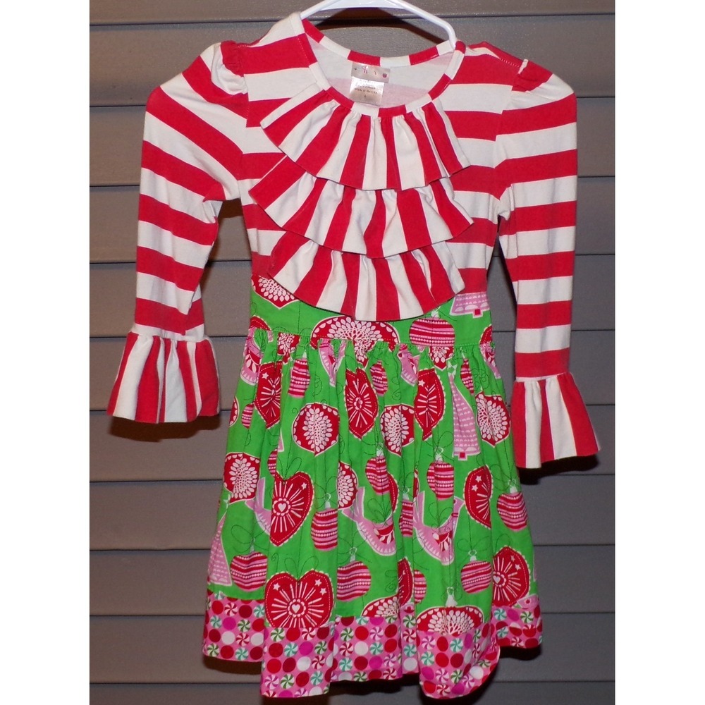 Girl's Christmas Dress Size 6 Holiday red and white Ashberry label Made in USA`